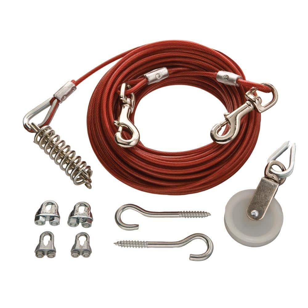 1/8 in. x 75 ft. Galvanized Dog Run Cable Exerciser Kit - Hercitys