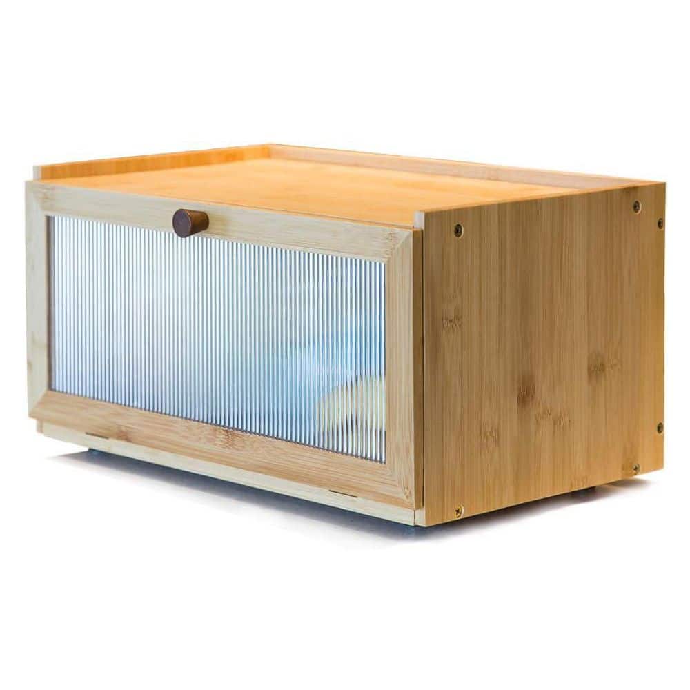 1 Bamboo Bread Box for Kitchen Counter-Large Capacity Bread Storage Container with Window Bread Holder - Hercitys