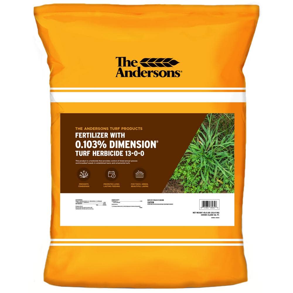 45 lbs. 16,000 sq. ft. 13-0-0 Lawn Fertilizer with 0.103% Dimension Pre-Emergent Weed Control - Hercitys