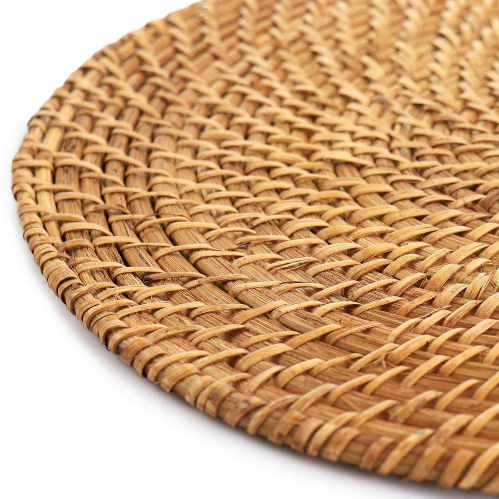 14 in. Rattan Woven Placemat in Brown - Hercitys