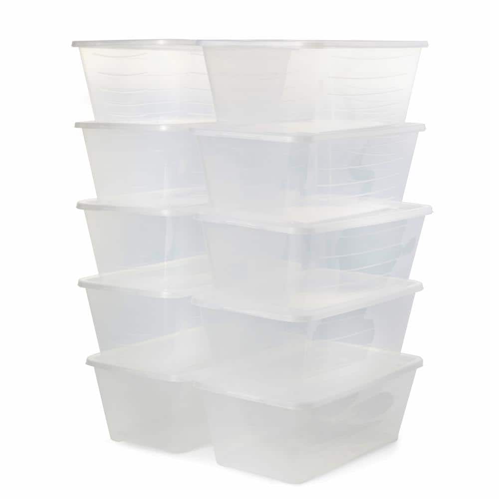 5.7-Liter Shoe and Closet Storage Box Stacking Containers, Clear (10 Pack) - Hercitys