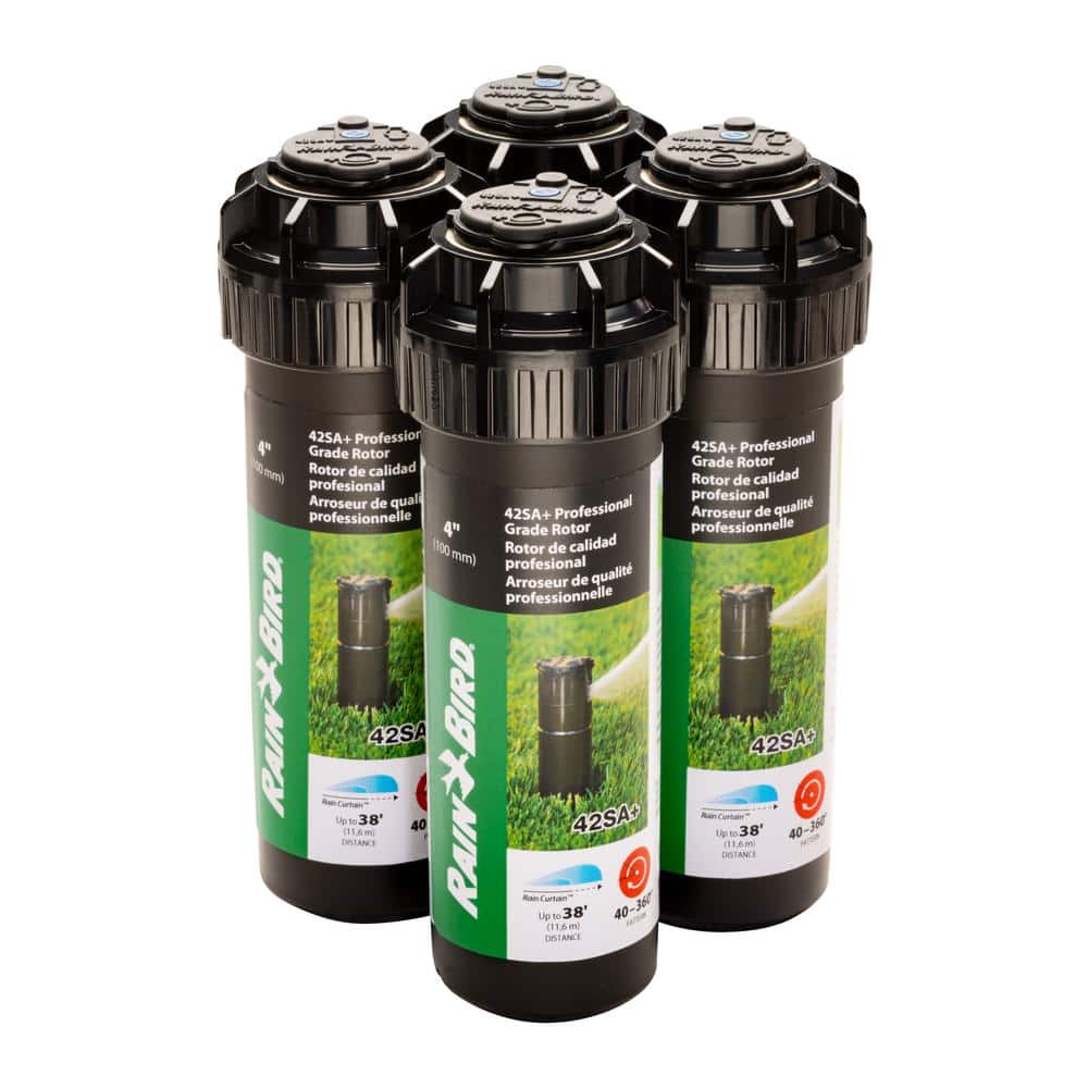 42SA+ 4 in. Pop-Up Gear-Drive Rotor Sprinklers, 40-360 Degree Pattern, Adjustable 26-38 ft. (4-Pack) - Hercitys