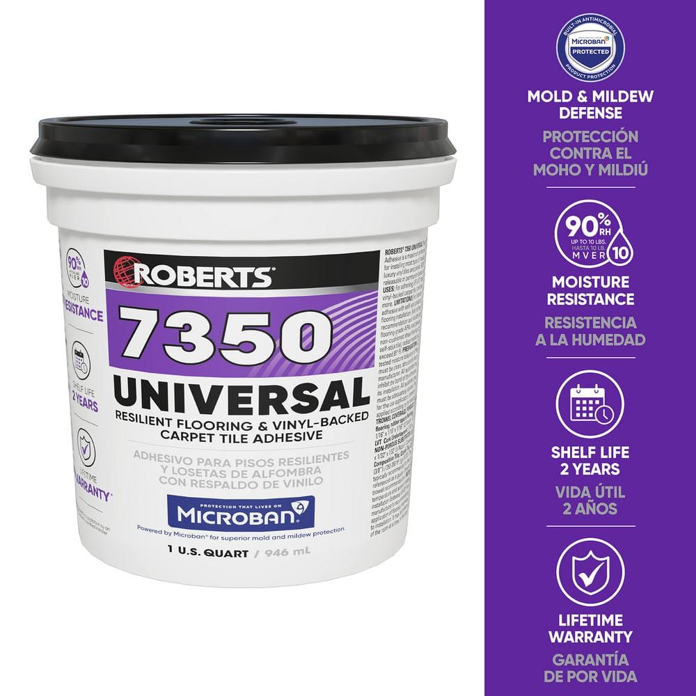 0.25 Gal. (1 qt. ) 8-10 Hour Dry Time Universal Resilient Flooring,Vinyl-Backed Carpet Tile Floor Adhesive in Off White - Hercitys