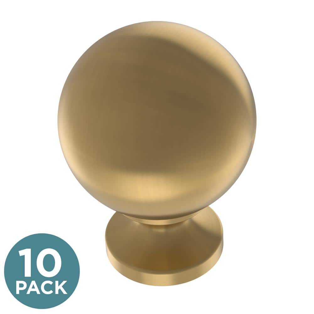 10-Pack Orb 1-3/16 in. (30 mm) Modern Gold Round Cabinet Knob - Hercitys