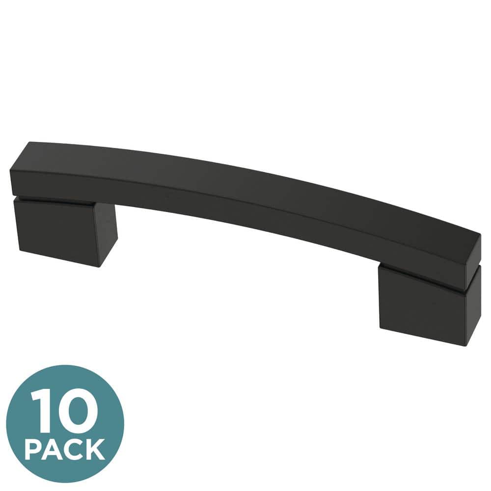(10-Pack) Bold Arch Dual Mount 3 or 3-3/4 in. (76/96 mm) Modern Matte Black Arch Cabinet Handle Drawer Pulls - Hercitys