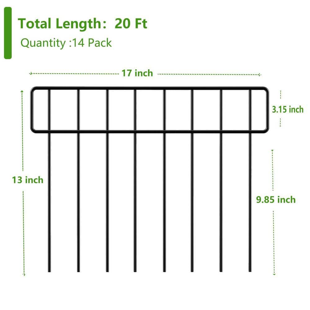 13 in. Rustproof Metal Garden Fence, No Dig Fence with Ground Stakes for Outdoor (14-Pack) - Hercitys