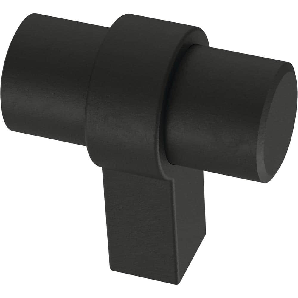 (10-Pack) Simple Wrapped Bar 1-1/4 in. (32 mm) Classic Matte Black T-Shaped Bar Cabinet Knobs - Hercitys