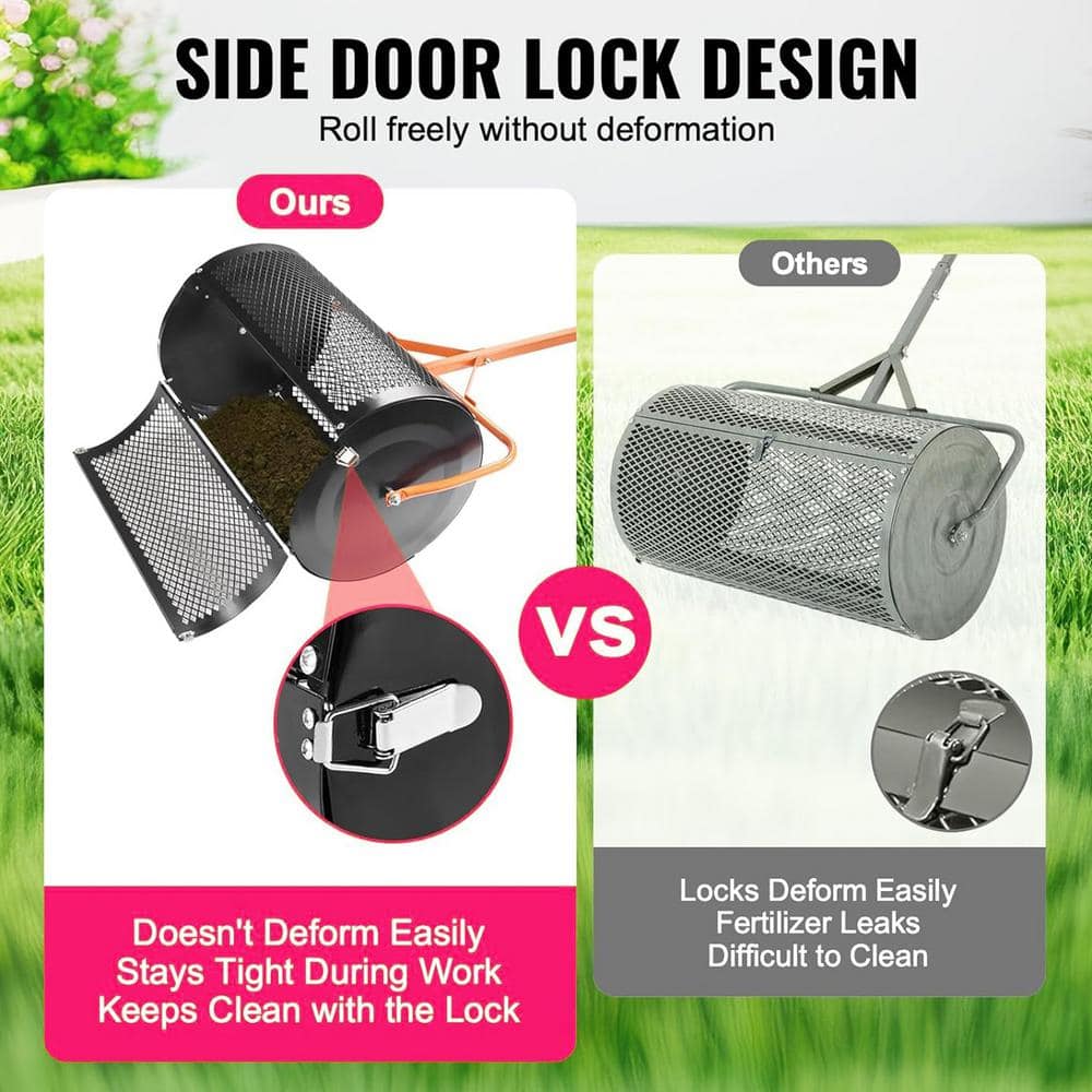 24 in. Height Adjustable Mulch Peat Moss Compost Spreader Multi-Purpose Yard Care Equipment - Hercitys