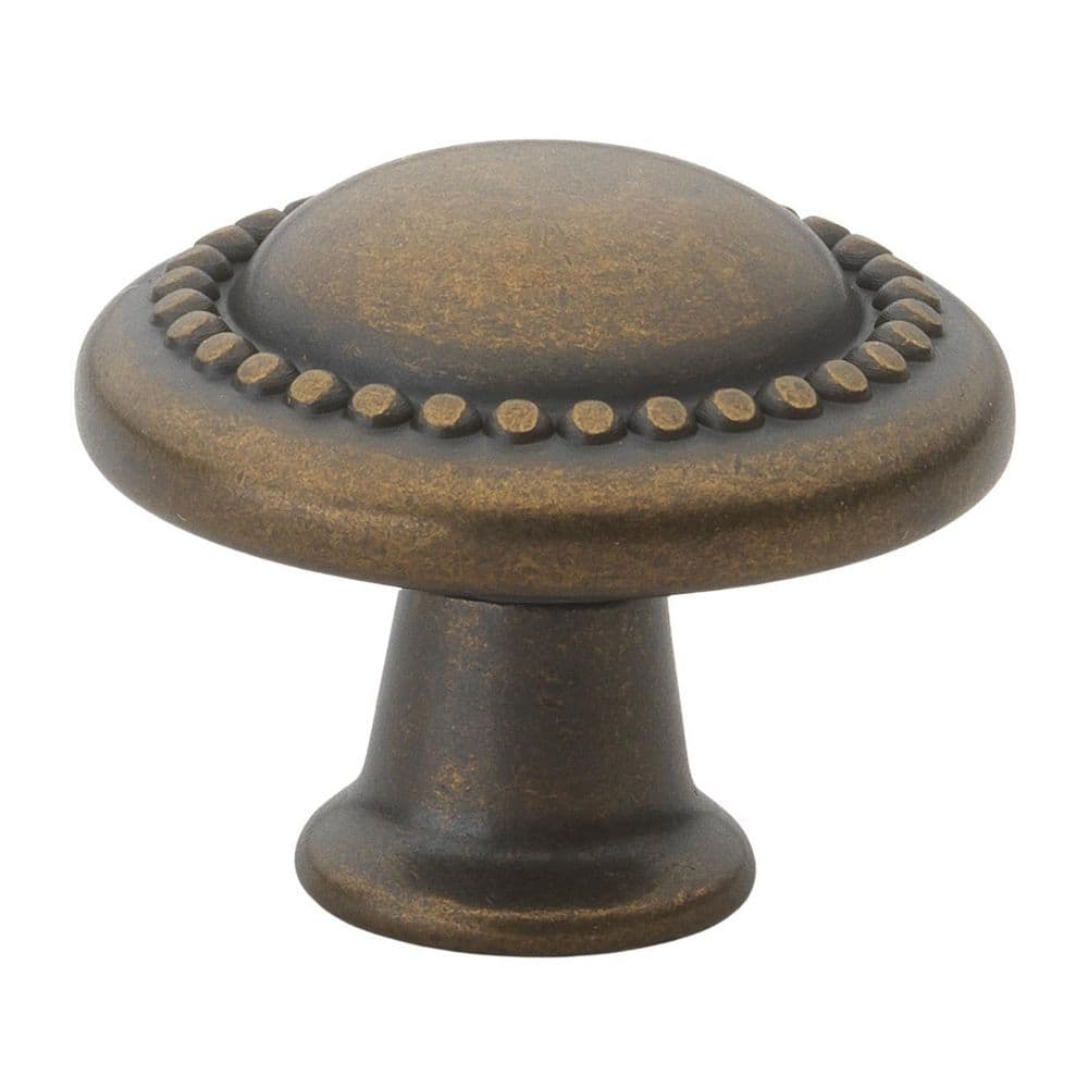 1-1/4 in. Dia Antique Brass Round Beaded Cabinet Knob (10-Pack) - Hercitys