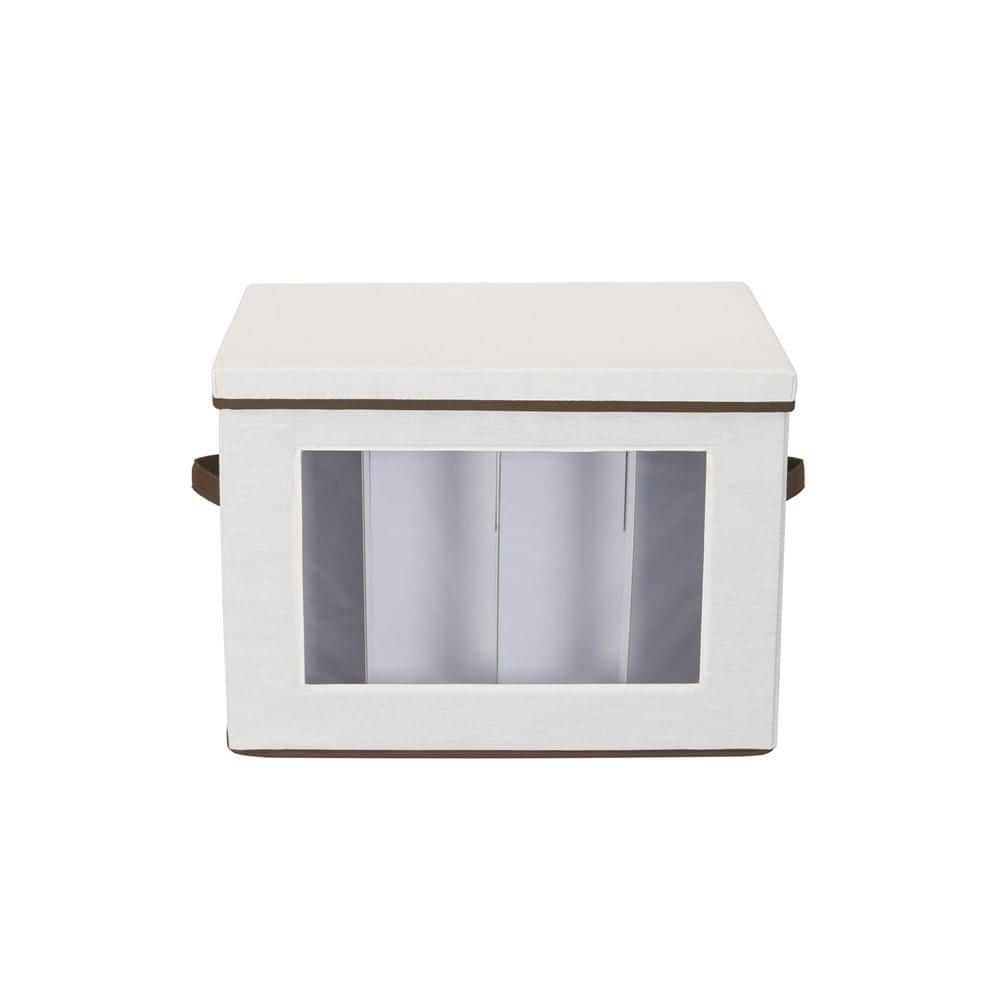 13 in. Tall Wine and Bottle Ivory with Brown Trim Storage Chest with Lid - Hercitys