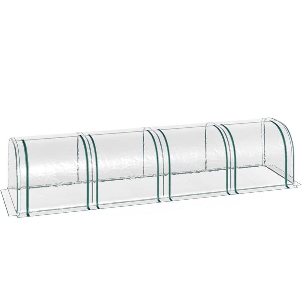 13 ft. x 3 ft. x 2.5 ft. Mini Greenhouse, Portable Tunnel Green Roll Up Zippered Door, UV Waterproof Cover, Steel Frame - Hercitys