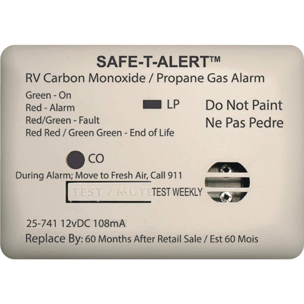 25 Series 12-Volt Safe-T-Alert Mini RV Dual Carbon Monoxide/Propane Alarm in White - Hercitys