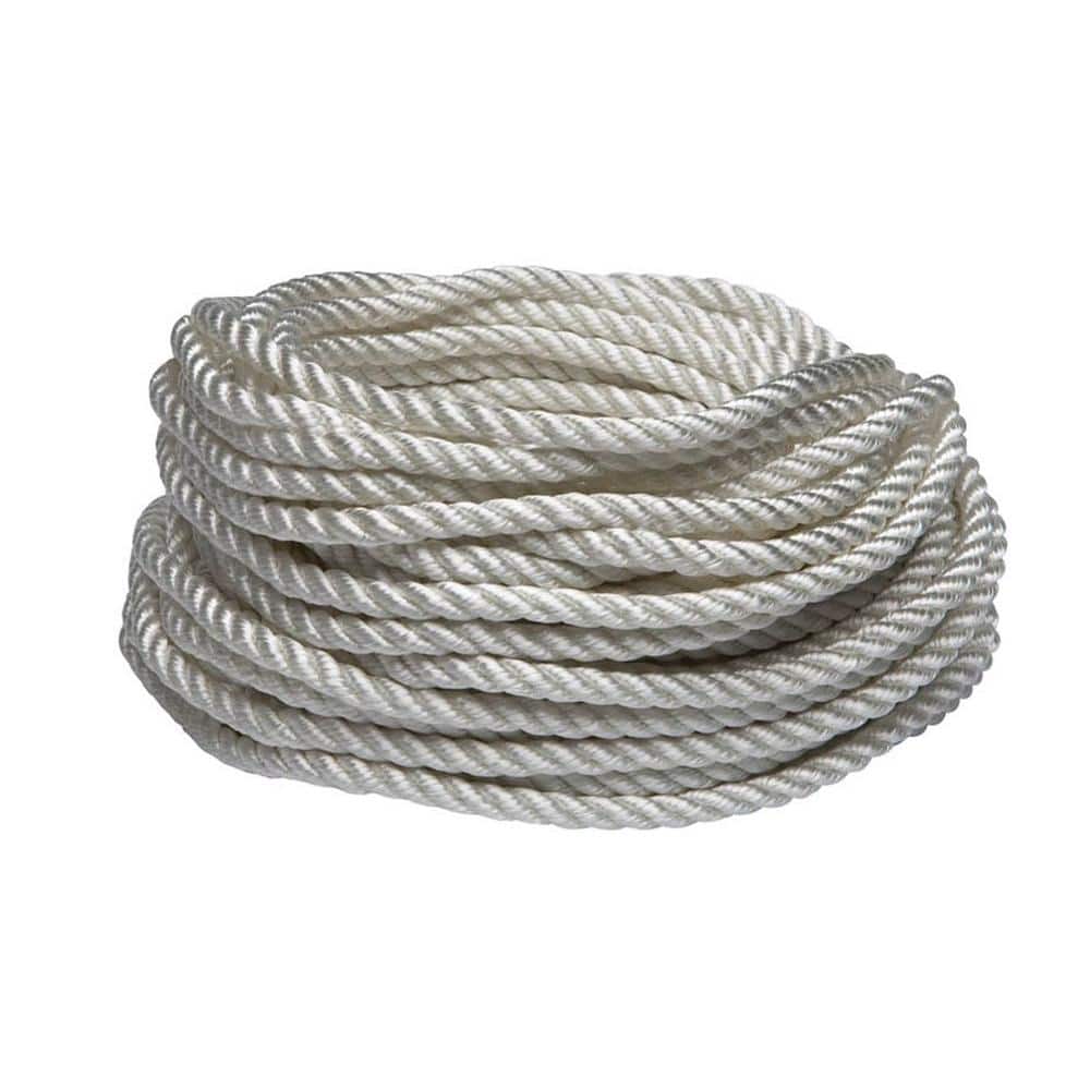 1/4 in. x 50 ft. White Twisted Nylon Rope - Hercitys