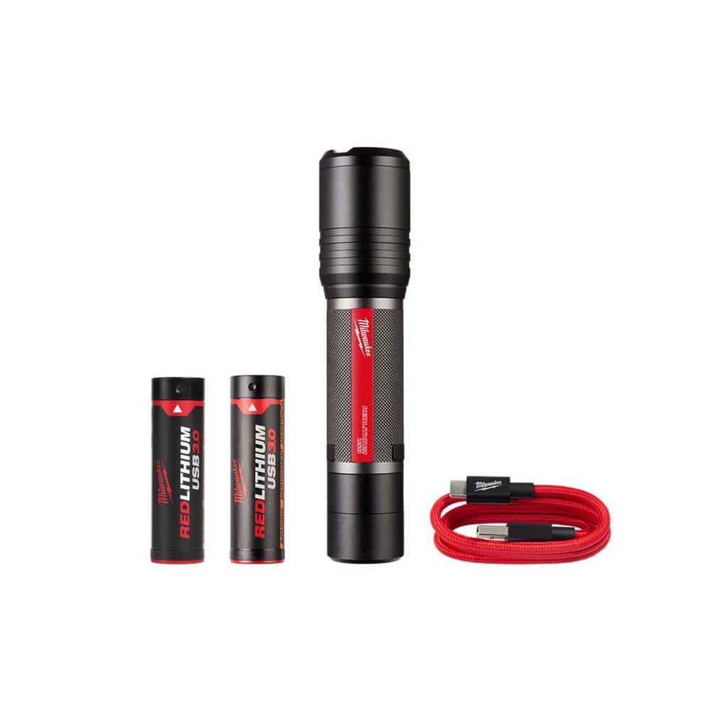 2,000 Lumens REDLITHIUM USB Slide Focus Flashlight with Extra USB 3.0 Ah Battery - Hercitys