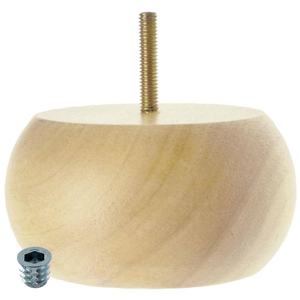 3 in. x 6 in. Unfinished Solid Hardwood Round Bun Foot - Hercitys