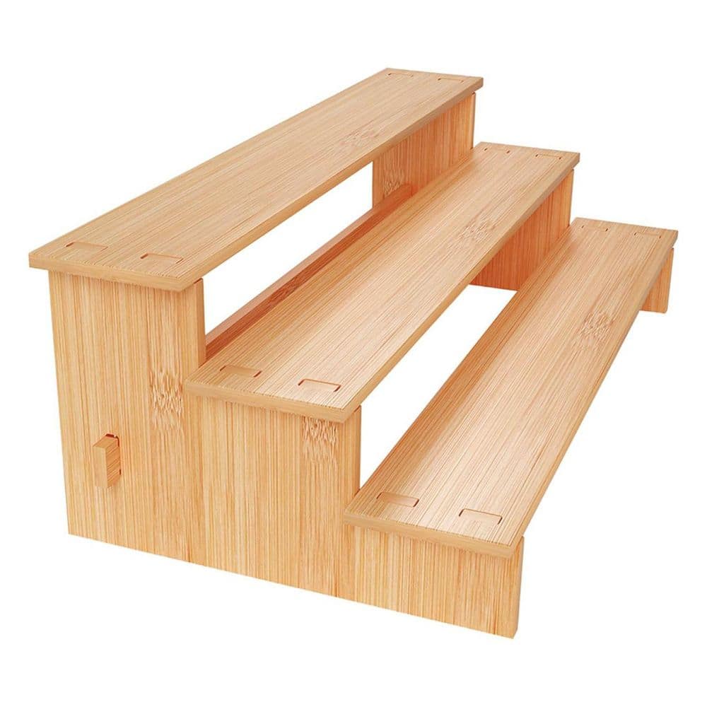 3 Tiered Bamboo Spice Rack Organizer for Cabinet and Pantry Storage Durable Eco-Friendly Kitchen Solution - Hercitys