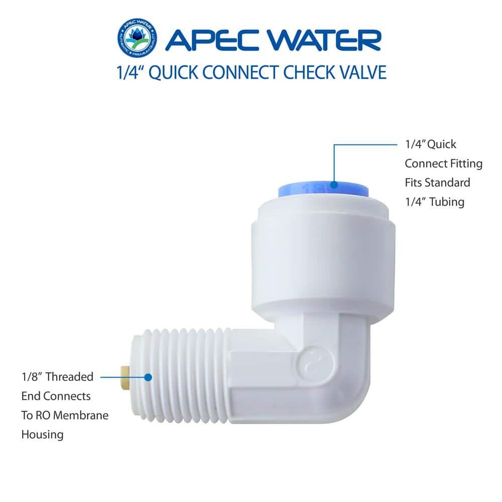 1/4 in. Quick Connect Check Valve for Reverse Osmosis Water Filtration System - Hercitys
