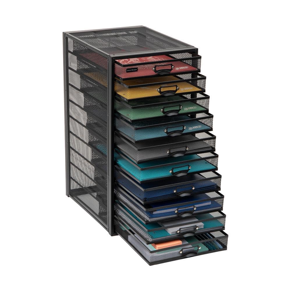 14 in. W x 21.25 in. H x 10.75 in. D Black Metal 10 Multi-Purpose File Drawer Storage - Hercitys