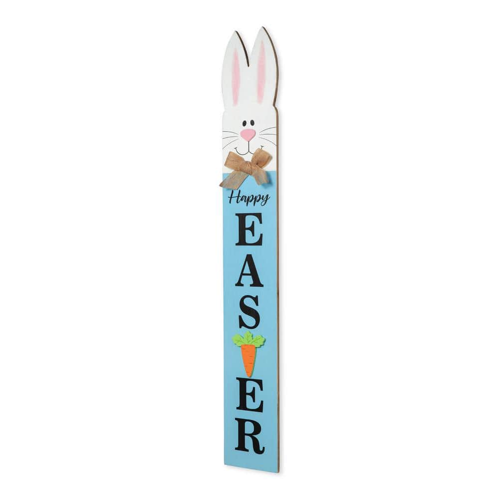 42 in. H Wooden Double-Sided Easter Welcome Porch Sign with Bunny Ears - Hercitys