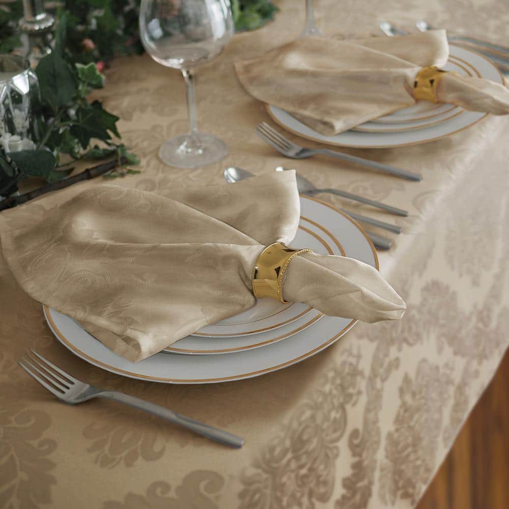 17 in. W x 17 in. L Barcelona Damask Beige Fabric Napkins (Set of 4) - Hercitys