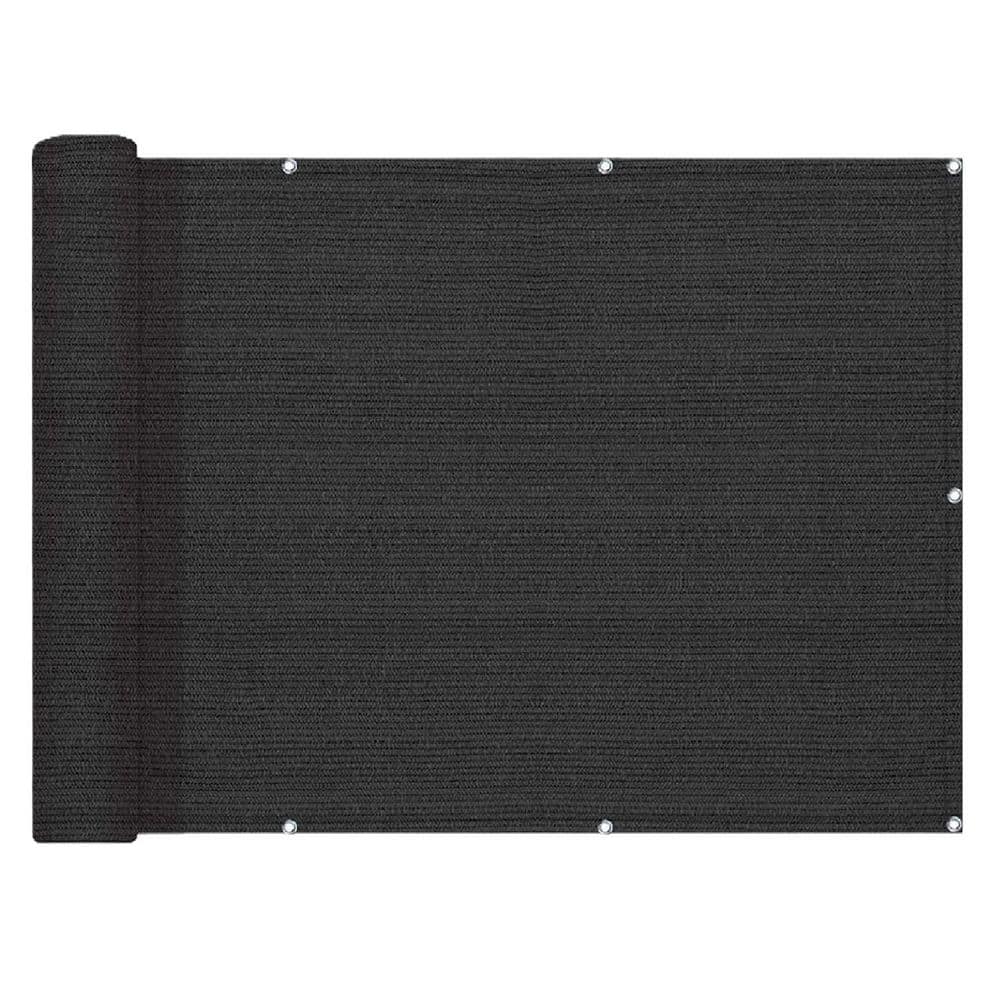 36 in. HDPE Black Plastic Balcony Privacy Fence with UV Protection Garden Fence, 90% Shade Netting - Hercitys