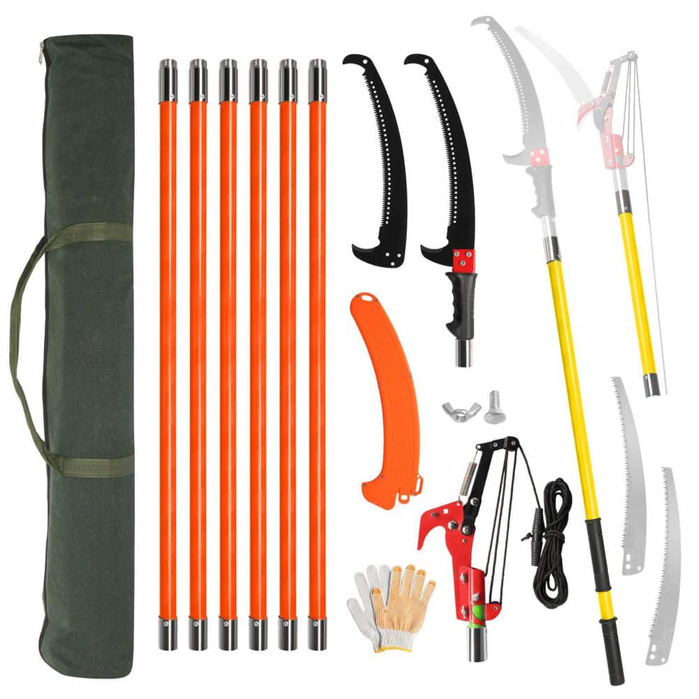 360 in. Orange Manual Pole Saw Tree Trimmers Hand Tree Pruner - Hercitys