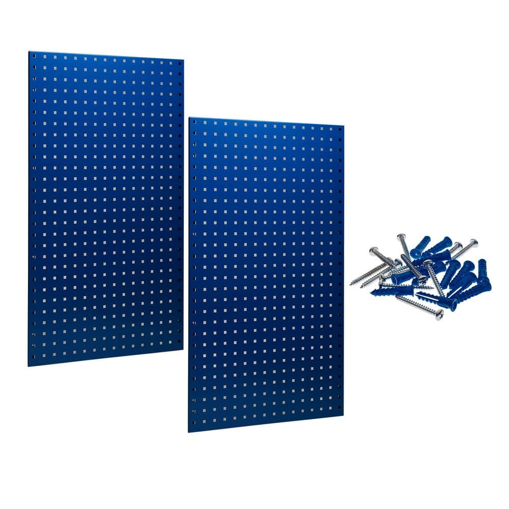 (2) 24 in. W x 42-1/2 in. H x 9/16 in. D Blue Epoxy, 18-Gauge Steel Square Hole Pegboards - Hercitys