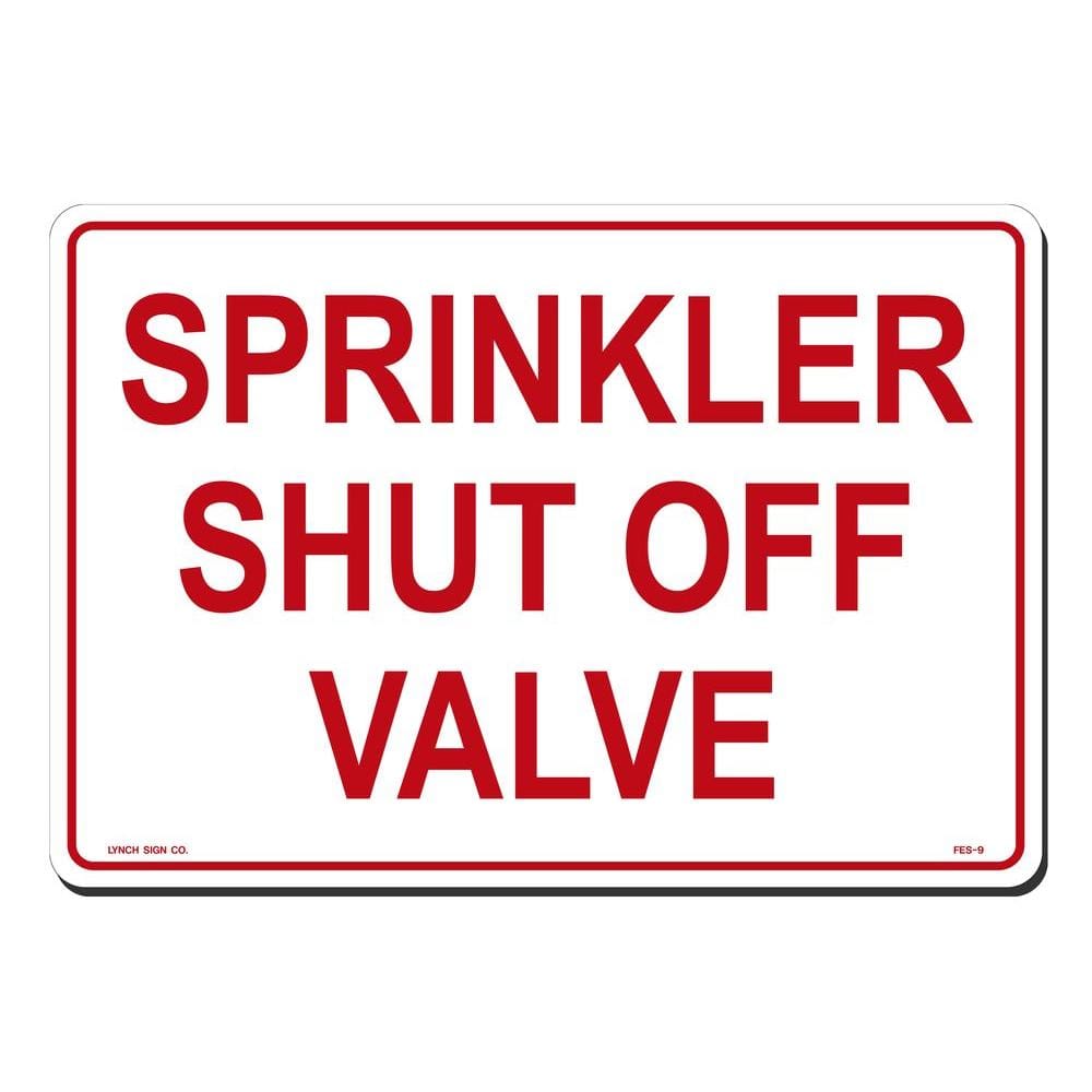 14 in. x 10 in. Sprinkler Shut Off Valve Sign Printed on More Durable, Thicker, Longer Lasting Styrene Plastic - Hercitys