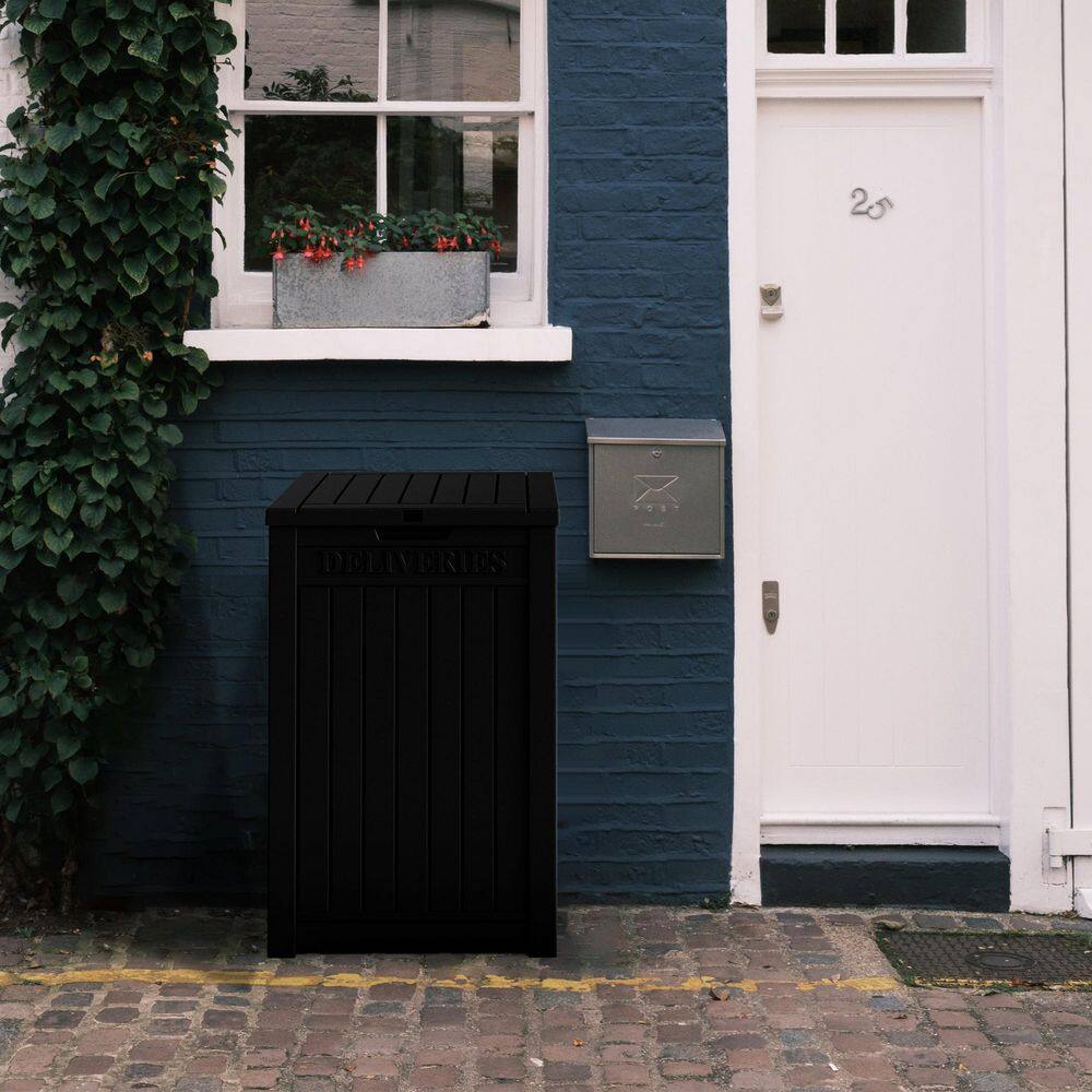 51 Gal. Waterproof Double-Wall Resin Deck Box with Lockable Lid in Black - Hercitys