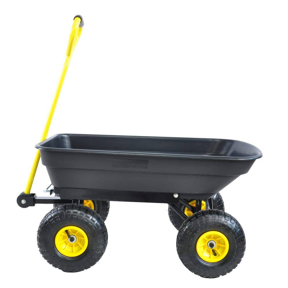 2.5 cu.ft. Metal Garden Cart with Steel Frame and Pneumatic Tire, Black - Hercitys