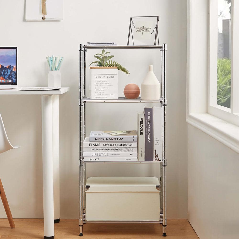 4-Tier Chorme Wire Shelving Unit (12 in. D x 18 in. W x 39 in. H) - Hercitys