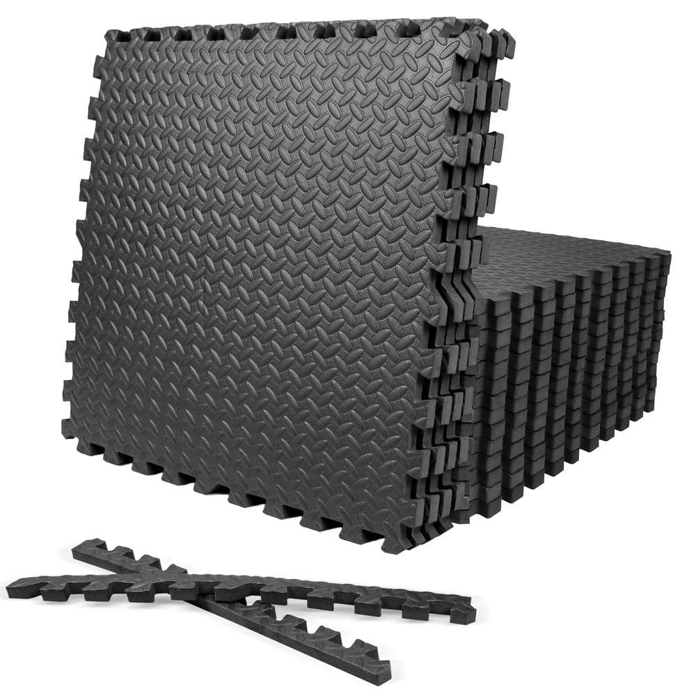 24 in. W x 24 in. L x 3/4 in. T Extra Thick Interlocking Puzzle Exercise Mat for Home and Gym Equipment (72 sq. ft.) - Hercitys