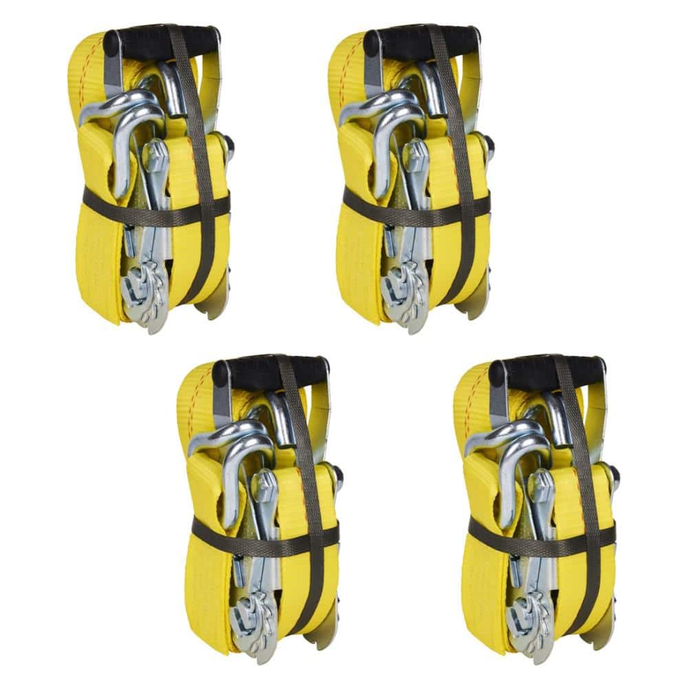 2 in. x 16 ft. 3333 lbs. Heavy-Duty Ratchet Tie Down Strap (4-Pack) - Hercitys