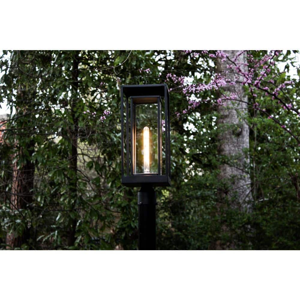 1 Light Black Cast Aluminum Solar Outdoor Weather Resistant Post Light with LED Bulb Included - Hercitys