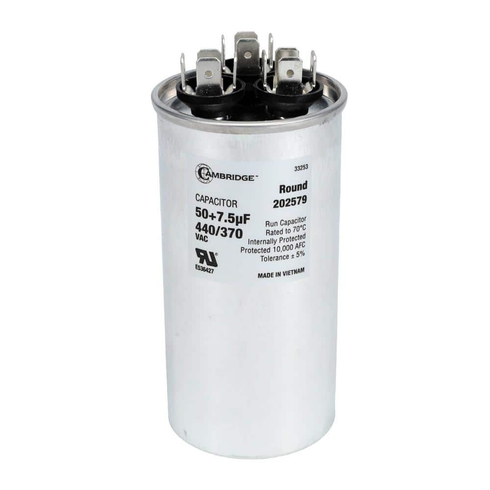 1.97 in. x 1.97 in. x 3.94 in. Aluminum 50 Plus 7.5 MFD, 440-Volt/370-Volt Dual Round Run Capacitor (1-Pack) - Hercitys