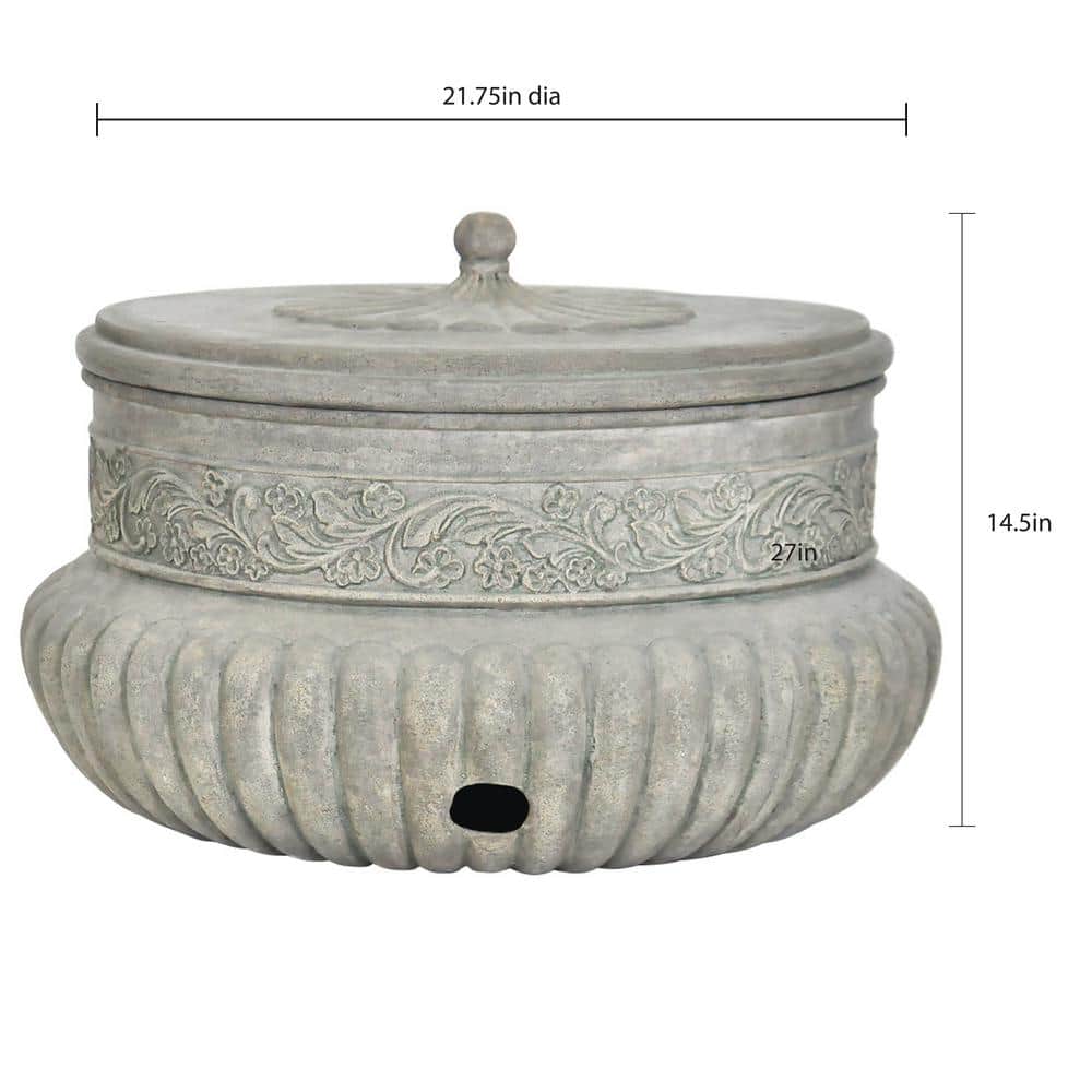 21.75 in. Dia Special Aged Granite Cast Stone Fiberglass Hose Pot - Hercitys