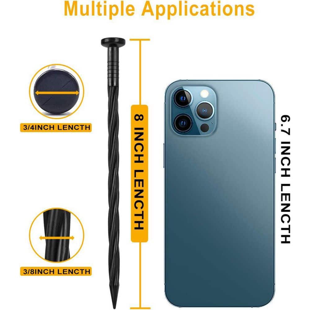 100-Pack 8-Inch Plastic Landscape Edging Spikes for Garden and Turf - Hercitys