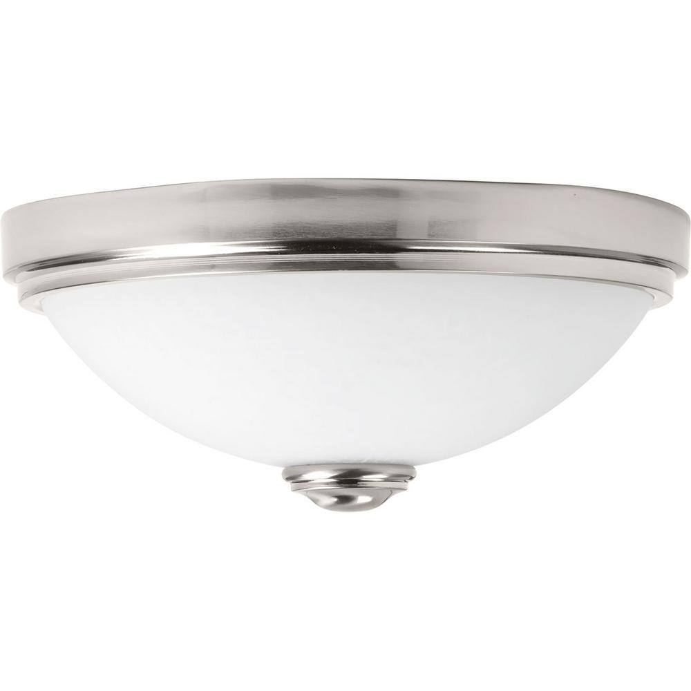 13 in. Linen Collection 21 -Watt Brushed Nickel Integrated LED Flush Mount - Hercitys