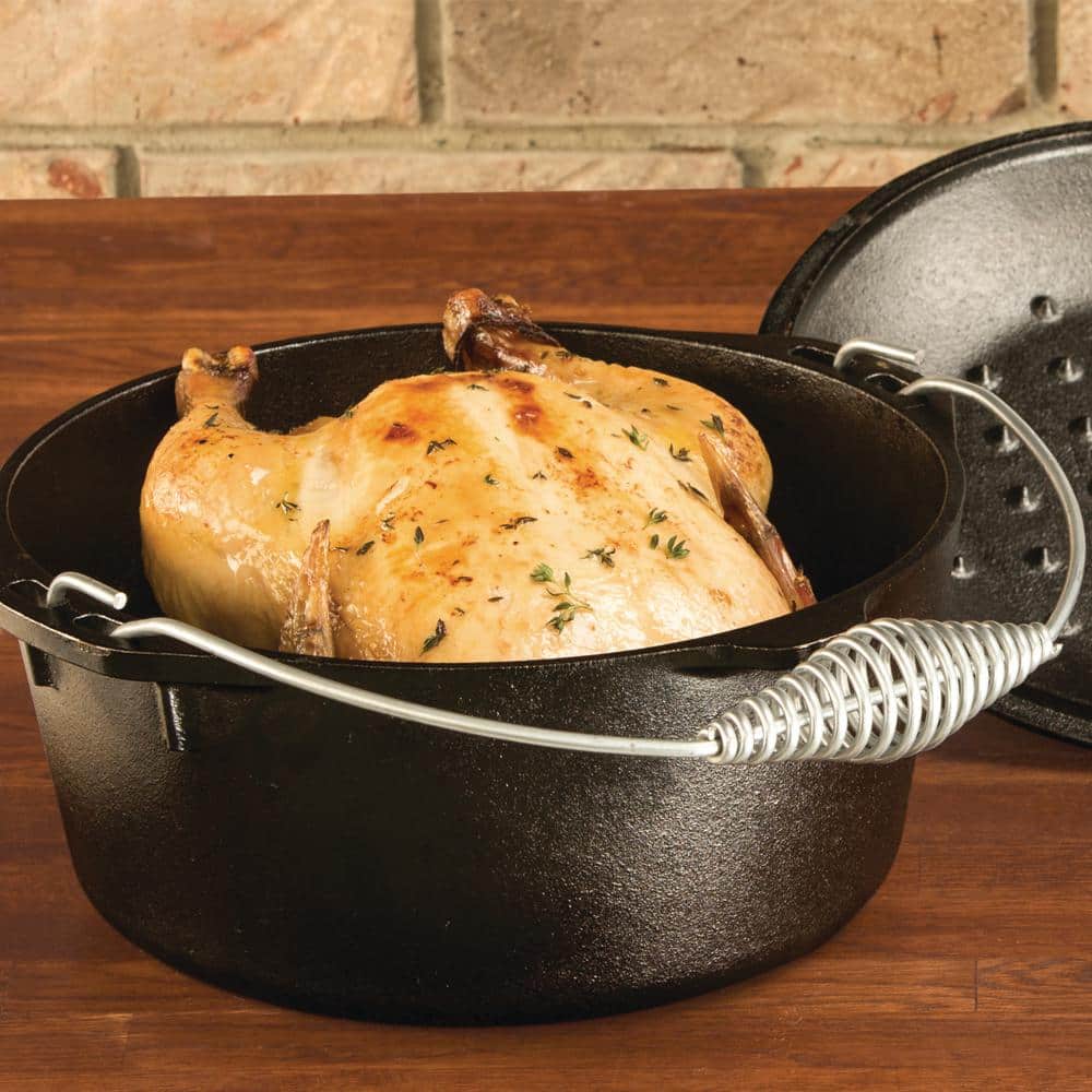 5 qt. Cast Iron Dutch Oven with Lid and Spiral Bail Handle - Hercitys