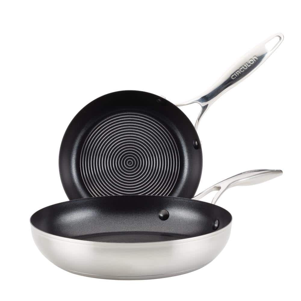 2-Piece Silver Stainless Steel Induction Frying Pan Set - Hercitys