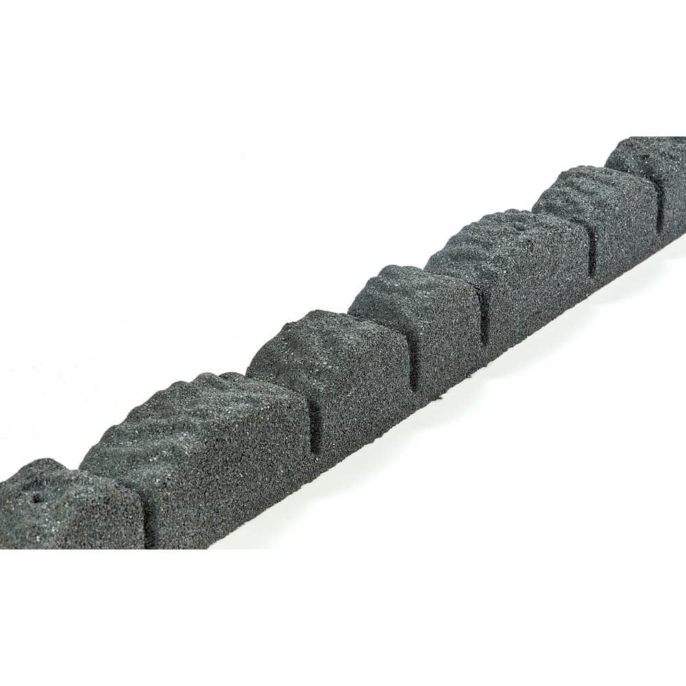 48 in. x 2 in. x 3 in. Gray Scallop Rubber Landscape Edging (4-Pack) - Hercitys