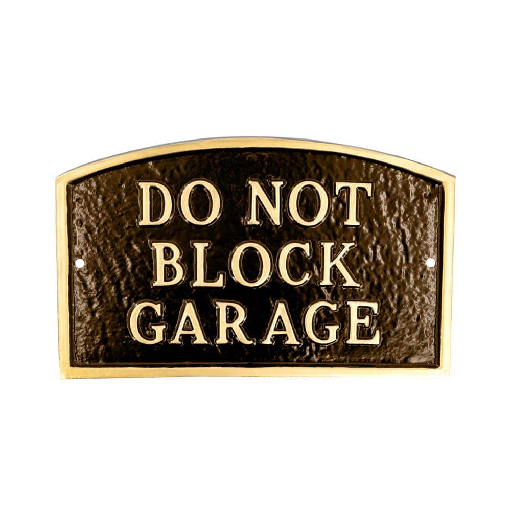 5.5 in. x 9 in. Small Arch Do Not Block Garage Statement Plaque Sign – Oil Rubbed/Gold - Hercitys