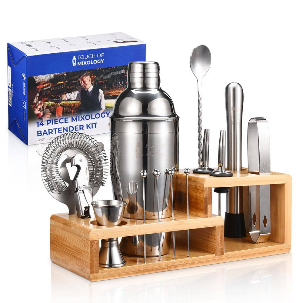 14-Piece Stainless Steel Bartender Kit – Bar Set Cocktail Shaker Set – Cocktail Kit Set – Bartending Kit - Hercitys