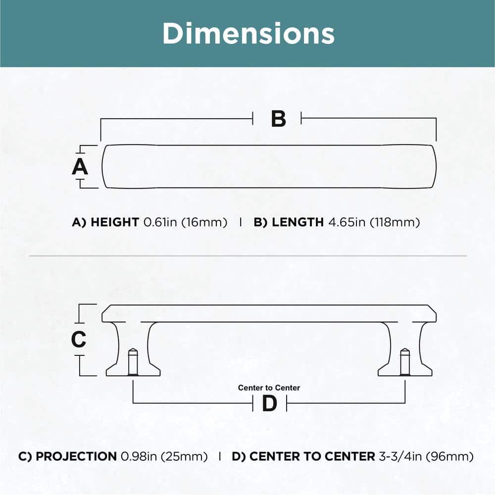 (10-Pack) Chamfered Slim Bar 3-3/4 in. (96 mm) Classic Champagne Bronze Cabinet Handle Drawer Bar Pulls - Hercitys