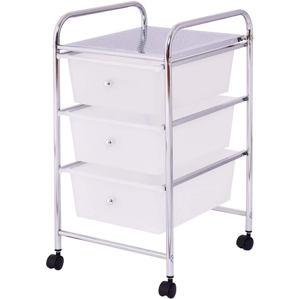 12.6 in. W x 24.4 in. H Clear Pull-Out Plastic 3-Drawer Rolling Storage Cart - Hercitys
