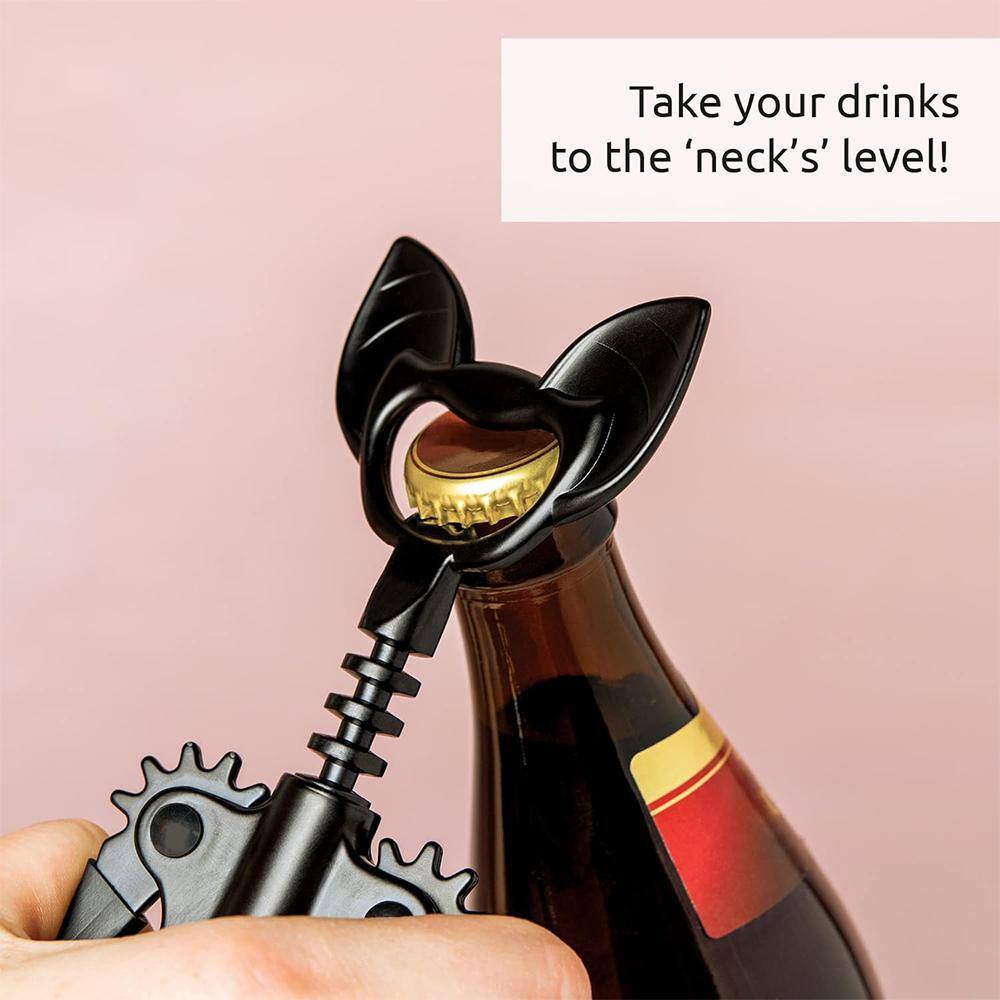 2-in-1 Black Wine and Beer Opener with Unique Corkscrew for Wine Lovers,Cool Kitchen Gadget, Home Bars and Kitchen Decor - Hercitys