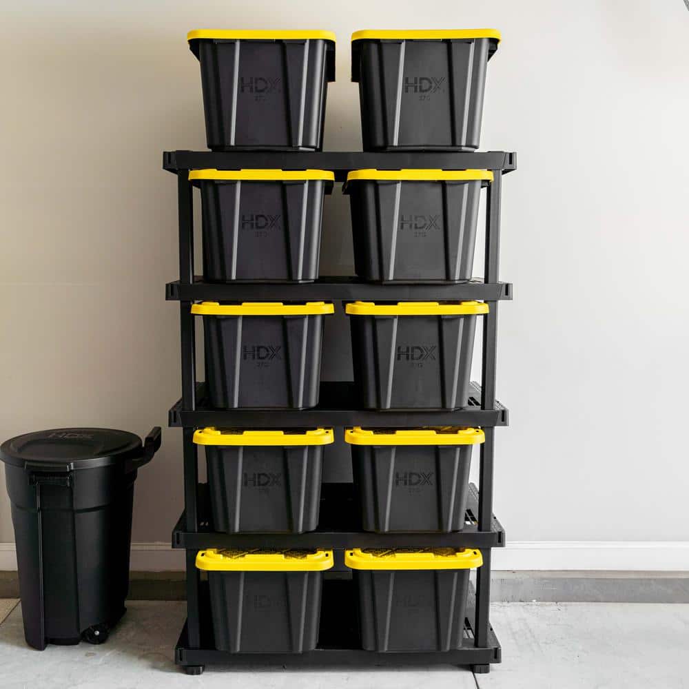 5 Tier Plastic Adjustable Garage Storage Shelving Unit in Black (48 in. W x 75 in. H x 24 in. D) - Hercitys