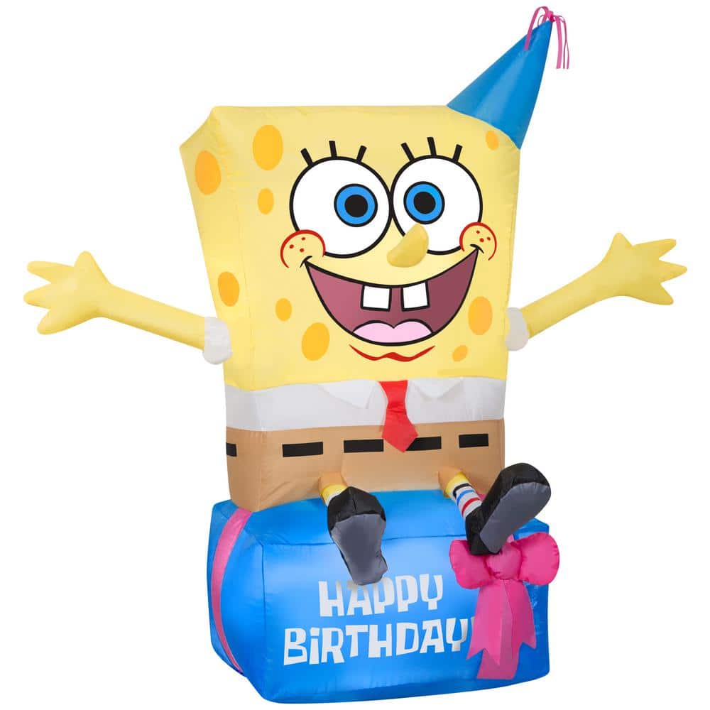 3.5 ft. Tall Airblown-Spongebob on Birthday Present-SM-Nick - Hercitys