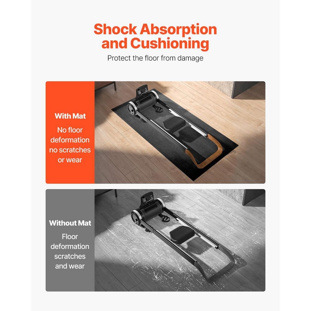 36 in. x 78 in. Treadmill Mat for Carpet, 1/4 in. Thick,19.44 Sq ft. High Density PVC in Black Non-slip, Waterproof - Hercitys