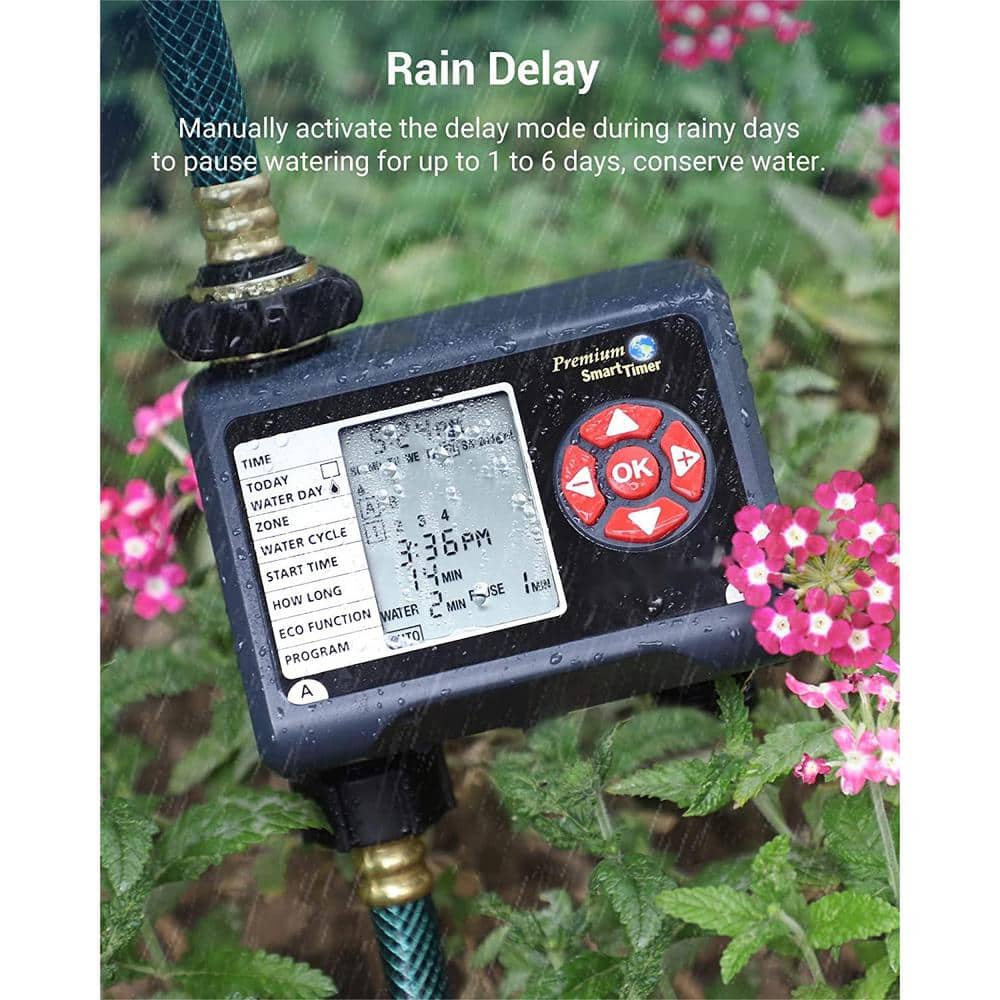 2 Zone, Water Timer for Garden Hose, Sprinkler Timer, Programmable Hose Timer Faucet Watering with Automatic/Rain Delay - Hercitys